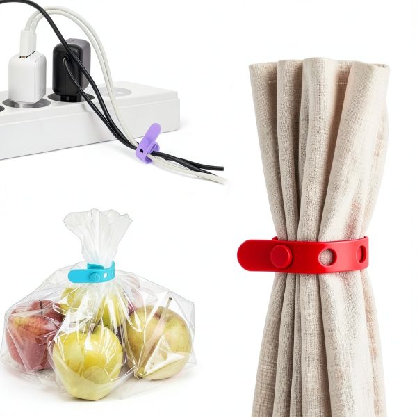 Gold Silicone Cable Ties Reusable Organizer for Home Office-6