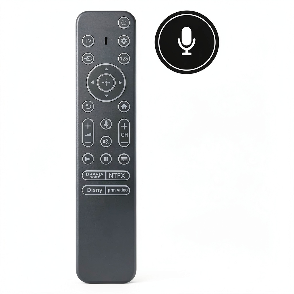 RMF-TX900U Sony TV remote shown with compatible television