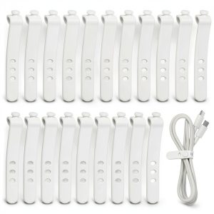 Silicone Cable Ties Reusable White Organize Charging Cables-0