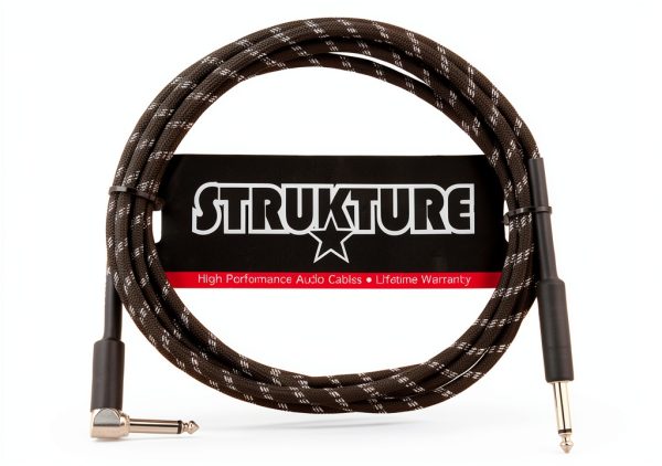 STRUKTURE Instrument Cable 10ft Right Angle Black Silver-1
