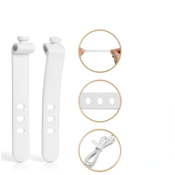 Silicone Cable Ties Reusable White Organize Charging Cables-2