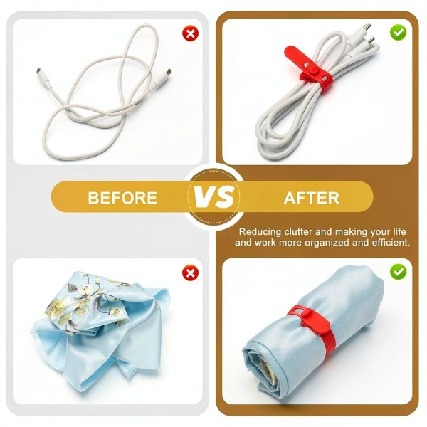 Silicone Cable Ties Reusable Silver 3 Hole Organizer Home-5