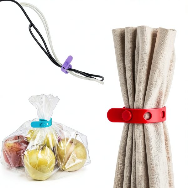 Silicone Cable Ties Reusable Silver 3 Hole Organizer Home-6