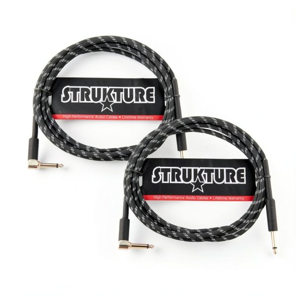 STRUKTURE Instrument Cable 10ft Right Angle Black Silver-0