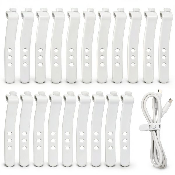 Silicone Cable Ties Reusable Silver 3 Hole Organizer Home-0