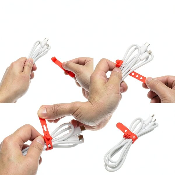 Gold Silicone Cable Ties Reusable Organizer for Home Office-4