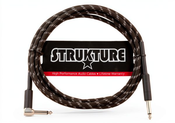 STRUKTURE Instrument Cable 10ft Right Angle Black Silver-1