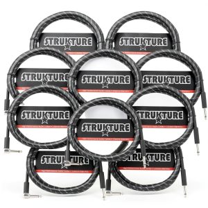 STRUKTURE Instrument Cable 10ft Right Angle Black Silver-0