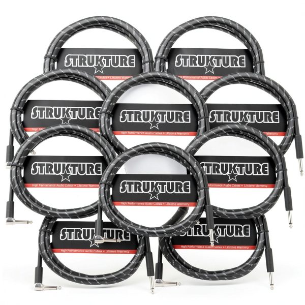 STRUKTURE Instrument Cable 10ft Right Angle Black Silver-0