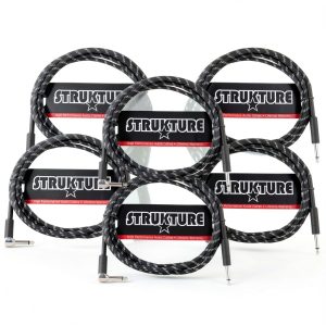 STRUKTURE Instrument Cable 10ft Right Angle Black Silver-0