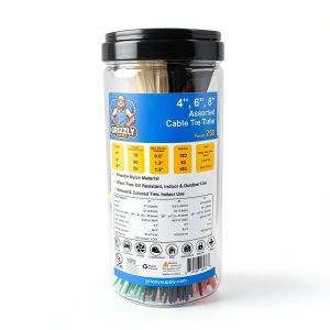 Grizzly Supply 250-Piece Cable Ties Nylon All-Purpose Kit-0