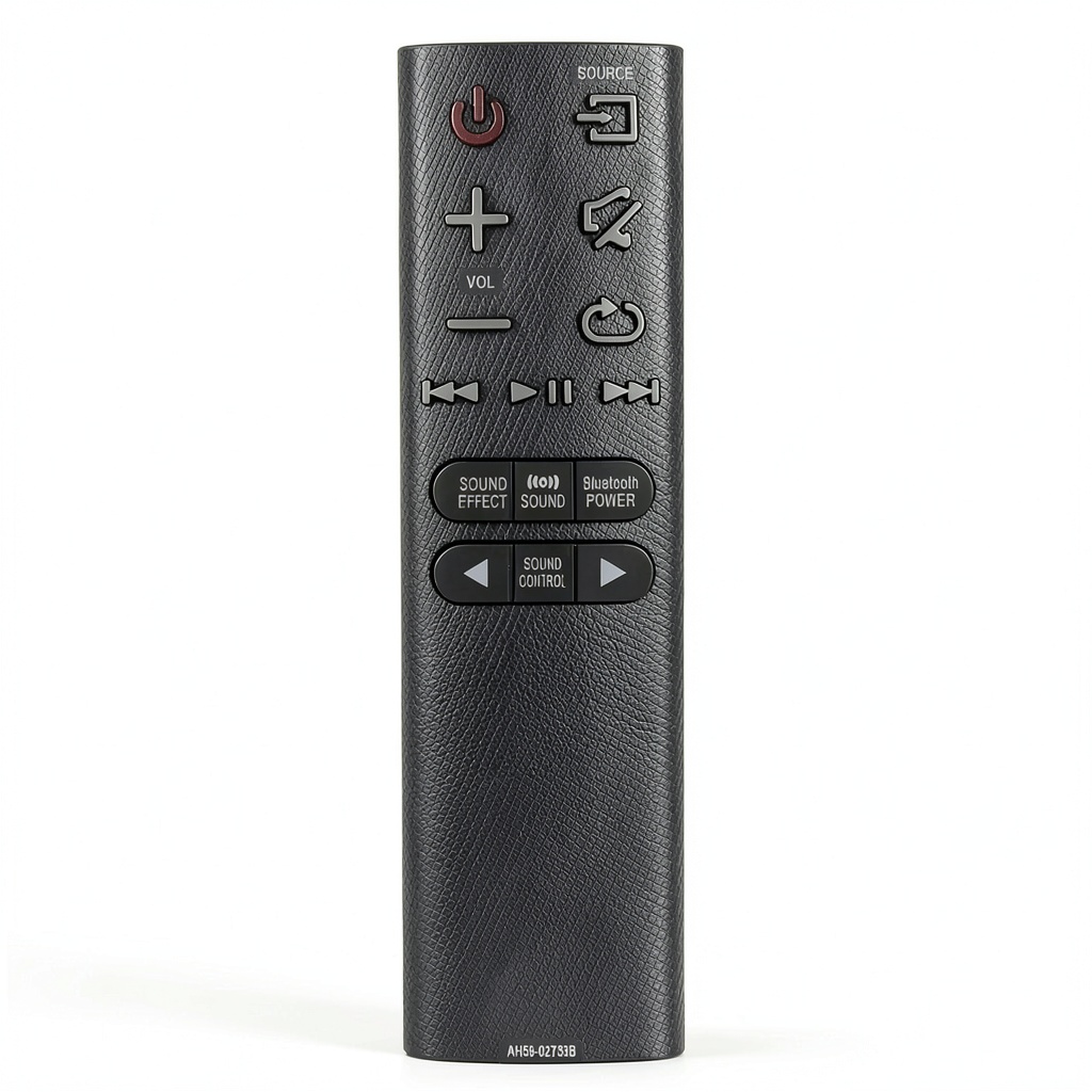 Samsung soundbar remote replacement in hand showing slim design