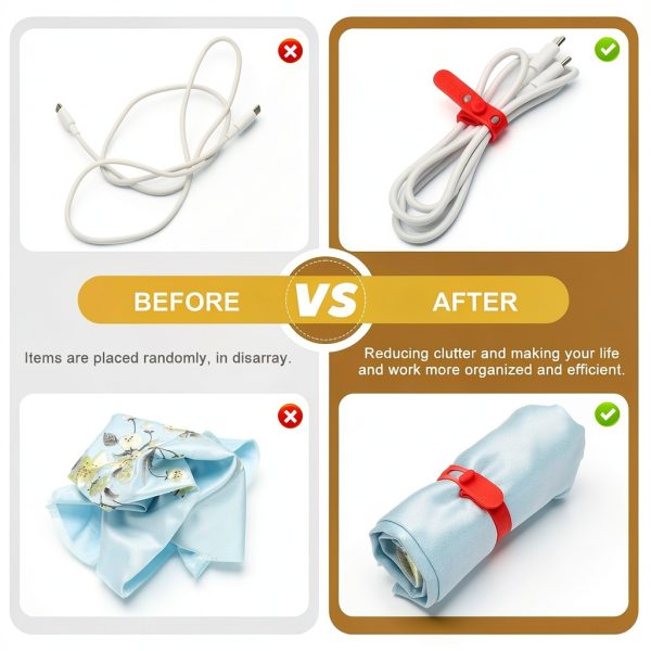 Silicone Cable Ties Reusable White Organize Charging Cables-5