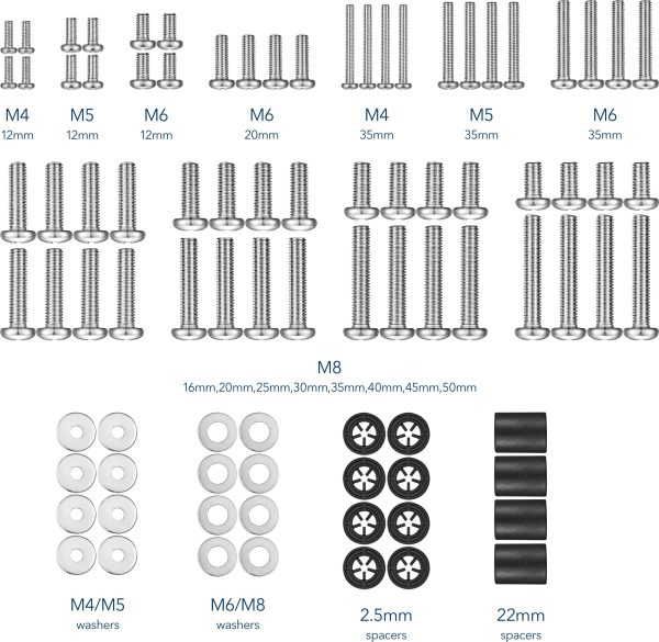 Insignia TV Wall Mount Hardware Kit 88-Piece Universal Mounting Kit-8