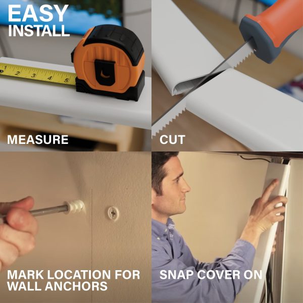 Cable Management Channel 30in Paintable Peel and Stick by HomeFit-3