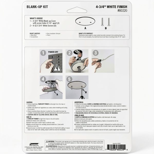 White Finish Electrical Box Cover 4-3/4in Diameter with Screws-2