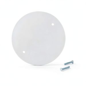 White Finish Electrical Box Cover 4-3/4in Diameter with Screws-0