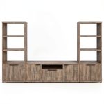 Rustic TV Stand Mango Finish with 6 Compartments and Adjustable-0