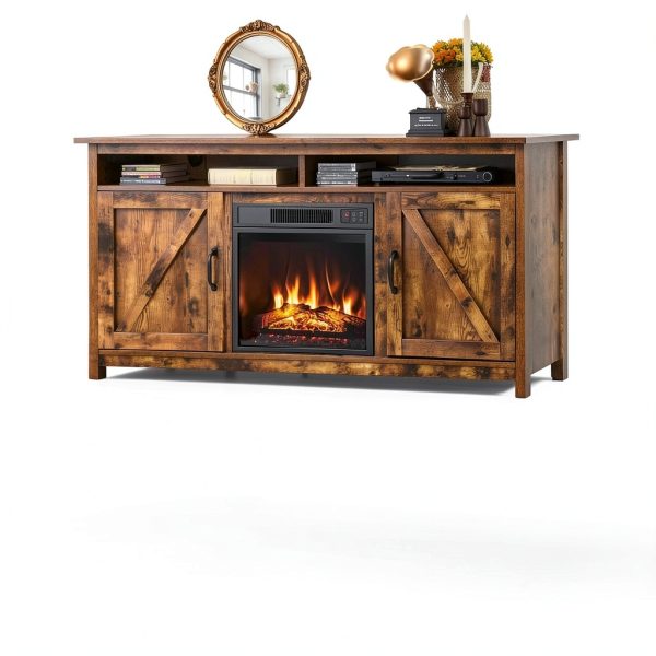 Fireplace TV Stand HomeLux 2-in-1 Media Console with Storage-7