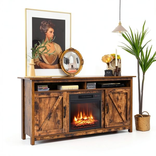 Fireplace TV Stand HomeLux 2-in-1 Media Console with Storage-2