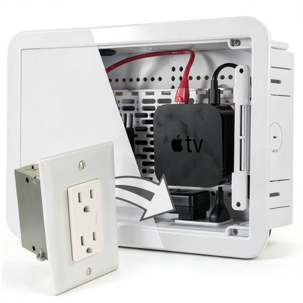 Sanus 9-in TV Media In-Wall Box with Power Kit – Mounting Solution-2