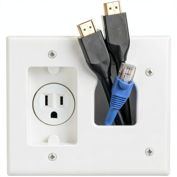 Datacomm Flat Panel TV Cable Organizer Kit with Power Solution-5
